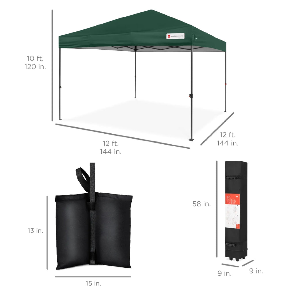 Nouveauté 2026 – Best Choice Products 3,66 m x 3,66 m - Abri pliant facile à monter avec installation en un clic, sac à roulettes et 4 sacs de lestage - Bleu marine