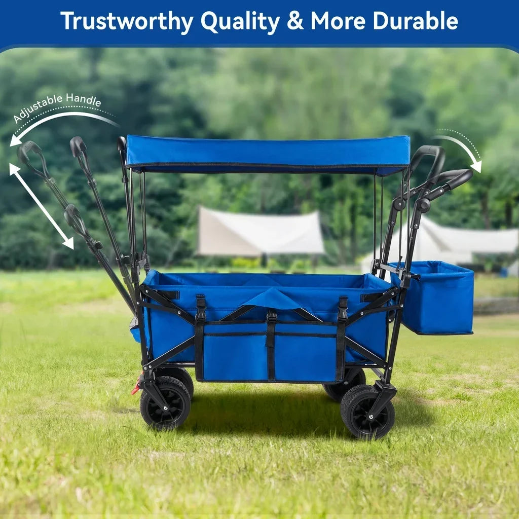 Nouveauté 2026 – Chariot de jardin pliable VECUKTY avec auvent amovible, noir