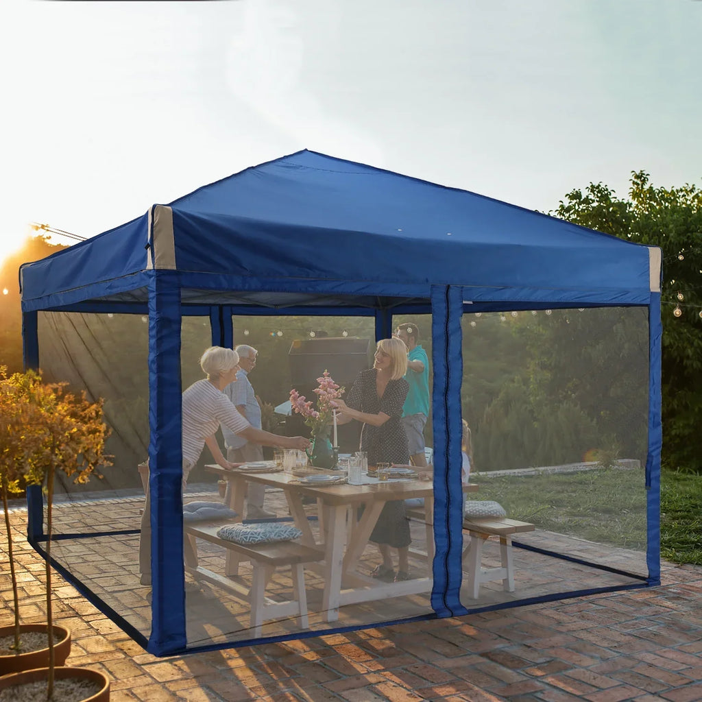 Nouveauté 2026 – Abri pliant Aoodor de 3,65 m x 3,65 m avec parois latérales en filet amovibles, tente d'extérieur portable et instantanée - Noir