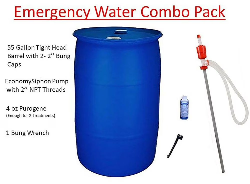 Nouveauté 2026 – Ensemble de barils de stockage d'eau d'urgence de 55 gallons