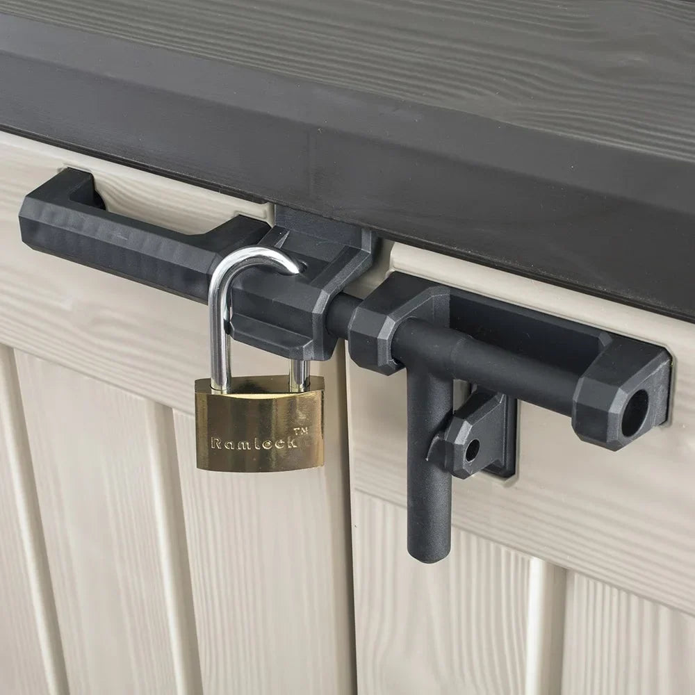 Nouveauté 2026 – Abri de jardin horizontal Keter Store It Out MAX en résine durable, avec plancher renforcé, verrou de sécurité et double porte, beige