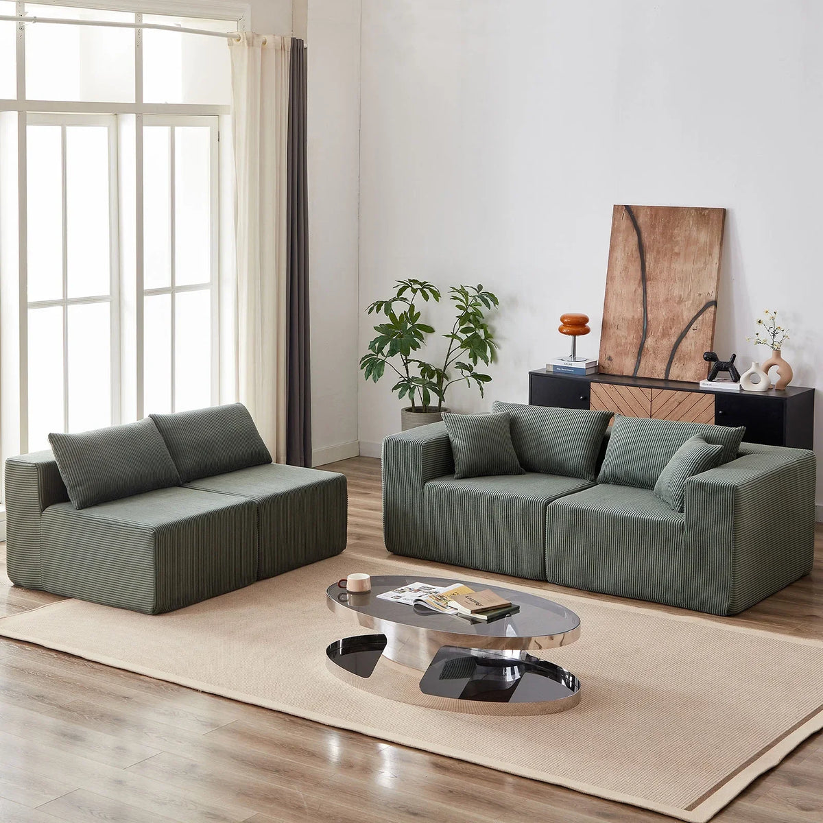 Nouveauté 2026 – Canapé d'angle modulaire en velours côtelé de 264 cm (104 pouces), ensemble de canapés de sol de luxe, mobilier d'intérieur rembourré, canapé compressé en mousse pour salon et chambre, combinaison libre de 4 pièces