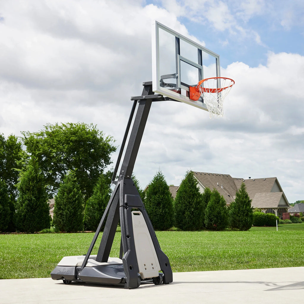 Nouveauté 2026 – Spalding the Beast 7,5 pi - 10 pi Hauteur réglable Système de basketball portable en verre de 60 po (Adulte