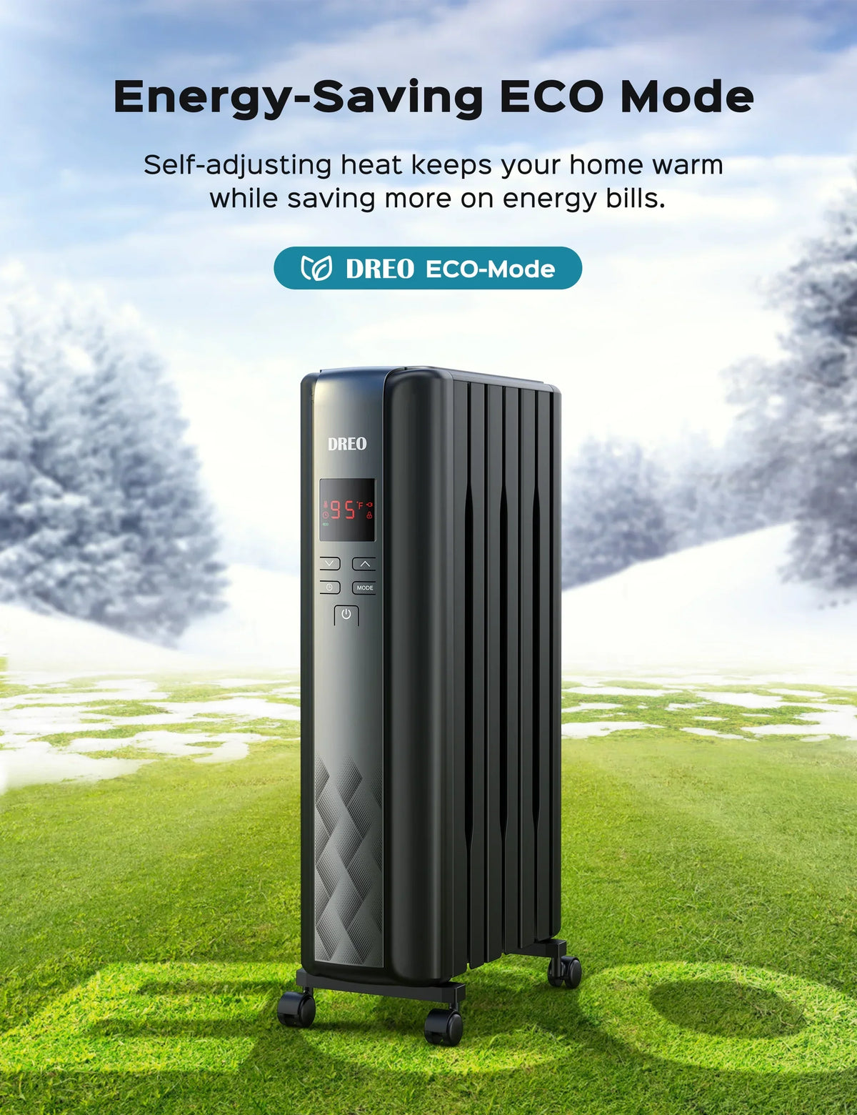 Nouveauté 2026 – Radiateur à bain d'huile Dreo , chauffage électrique radiant pour une utilisation intérieure dans de grandes pièces, avec télécommande, sécurité enfant, 4 modes, protection contre la surchauffe et le basculement, minuterie 24 h, ther