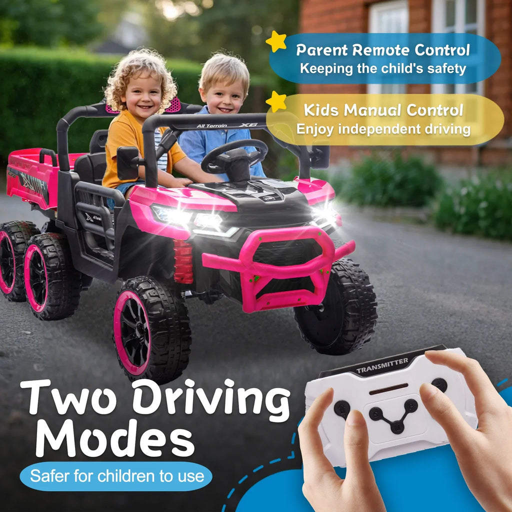 Nouveauté 2026 – Camion électrique Xuanlur 24V 2 places pour enfants , avec moteur 2x200W, benne basculante/pelle, pneus résistants, lumières LED, musique et télécommande, noir