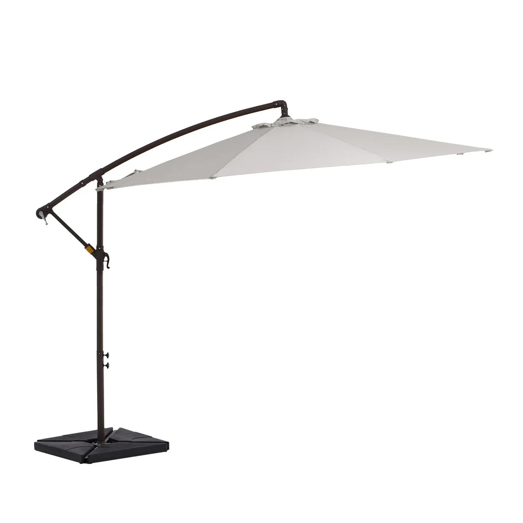 Nouveauté 2026 – Parasol déporté suspendu JUSTLET de 3 m (10 pi) robuste avec base en 4 pièces incluse, beige