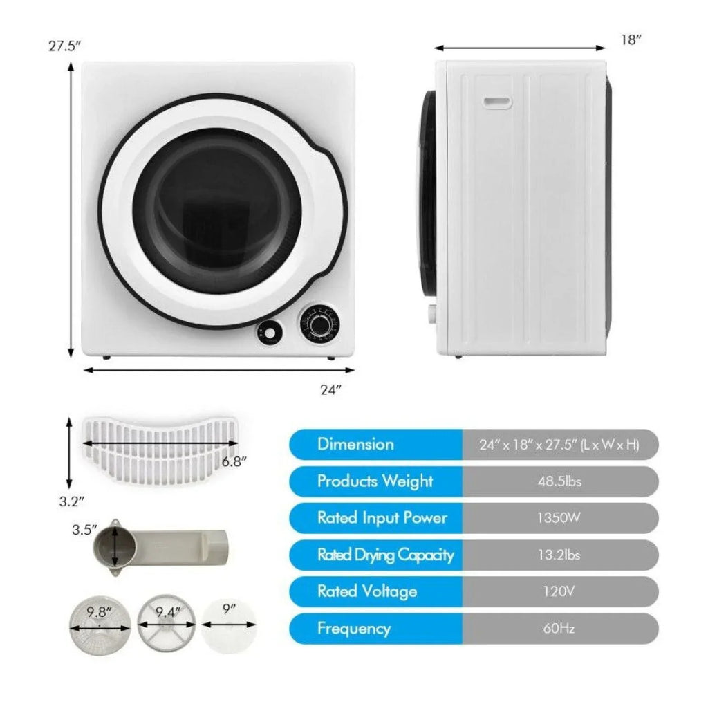 Nouveauté 2026 – Sèche-linge électrique Electric , modèle compact de 6 kg avec cuve en acier inoxydable, 4 modes de séchage, 2 niveaux de température, certifié ETL - idéal pour appartements, résidences étudiantes et camping-cars