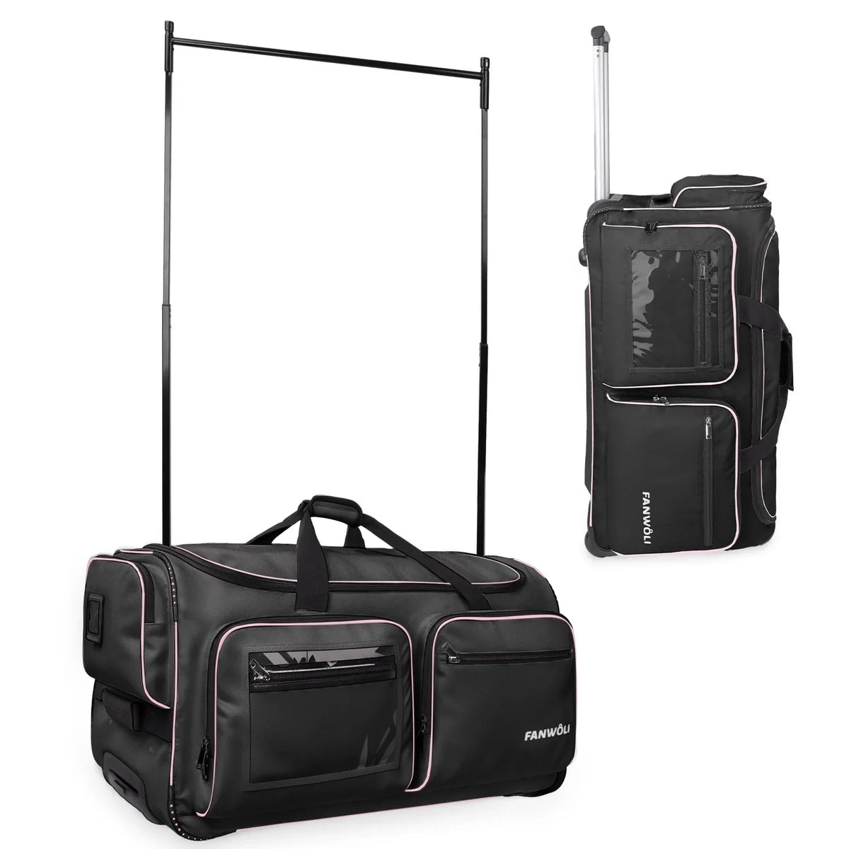Nouveauté 2026 – Sac de danse Fegat avec portant - Sac de danse pliable à roulettes de 71 cm (28 pouces) pour compétitions, danse, spectacles, streamers et athlètes. Valise légère à roulettes