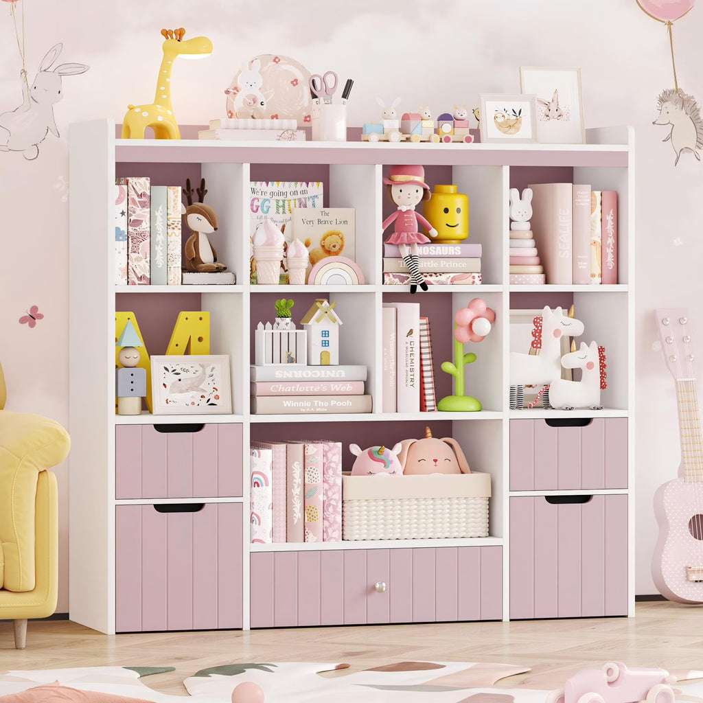 Nouveauté 2026 – Coffre de rangement pour jouets Homfa avec compartiments, tiroirs amovibles, bibliothèque pour chambre ou salon, gris