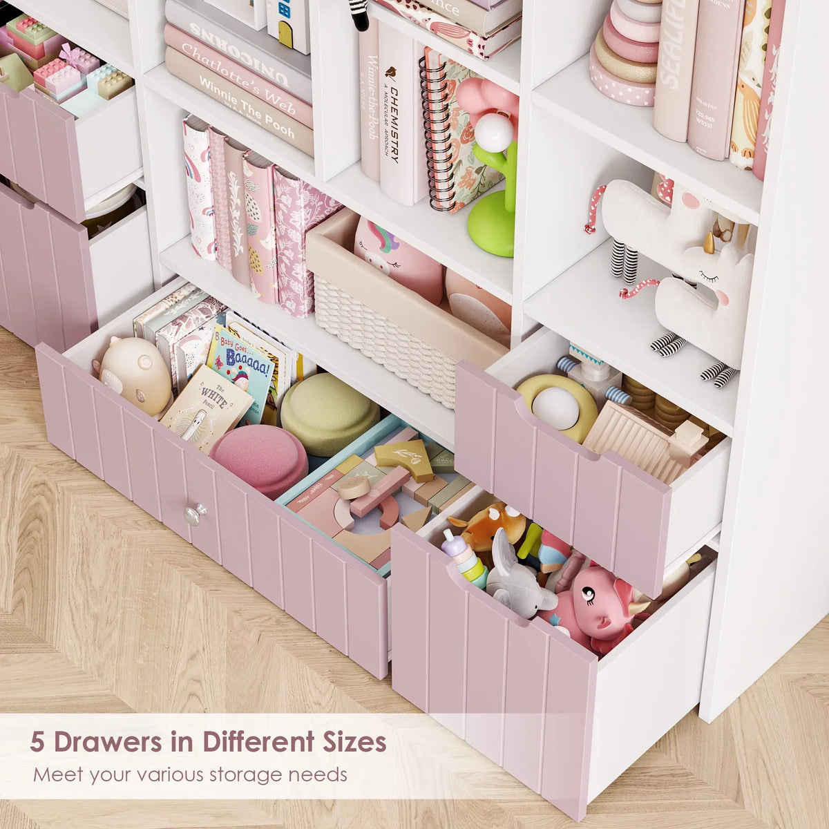 Nouveauté 2026 – Coffre de rangement pour jouets Homfa avec compartiments, tiroirs amovibles, bibliothèque pour chambre ou salon, gris
