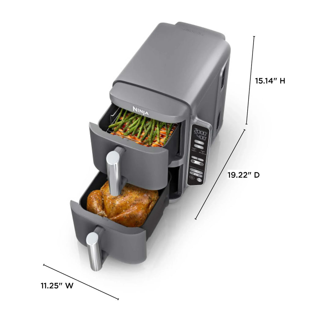 Nouveauté 2026 – Friteuse à air Ninja DoubleStack XL à 2 paniers, technologie DoubleStack permettant de cuire 4 aliments simultanément, conception compacte, 10 pintes, 4 en 1, Smart Finish & Match Cook, SL400