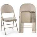 Nouveauté 2026 – Ensemble de 6 chaises pliantes Costway , assise rembourrée et revêtement en tissu, structure en métal, beige, pour la maison ou le bureau