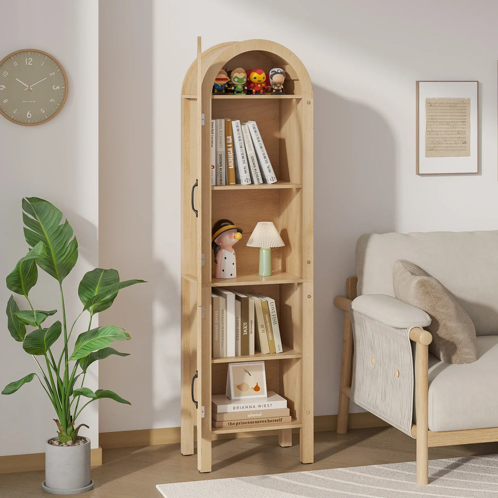Nouveauté 2026 – Vitrine de rangement haute cintrée Fiogmub , armoire de garde-manger cintrée avec portes, portes en verre acrylique