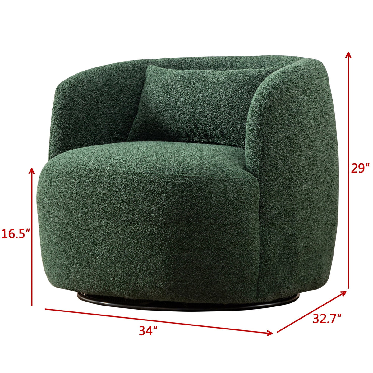 Nouveauté 2026 – Fauteuil pivotant rond 34" en bouclette de 86 cm de large, sans assemblage, avec coussin décoratif, idéal pour le salon et la chambre, couleur taupe