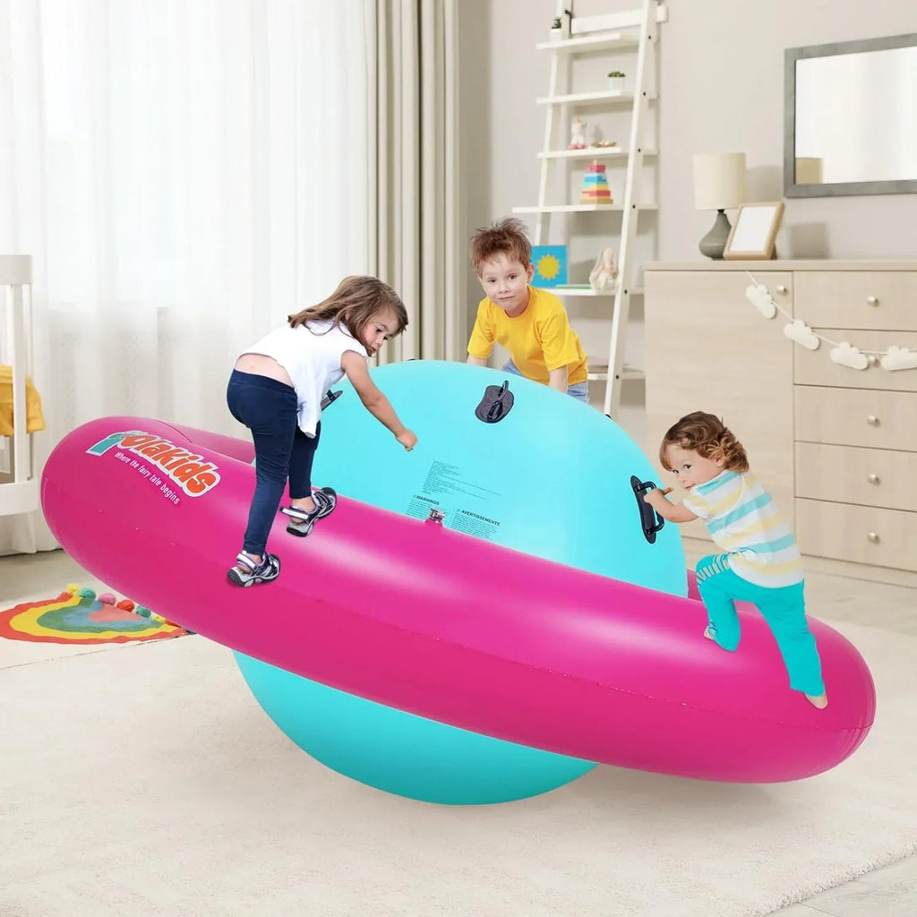Nouveauté 2026 – Dôme gonflable à bascule OLAKIDS , 2,4 m (8 pi), balançoire géante d'extérieur pour enfants avec 6 poignées de sécurité, poids maximal 113 kg (250 lb), jouet d'escalade pour tout-petits, équipement de jeu pour jardin