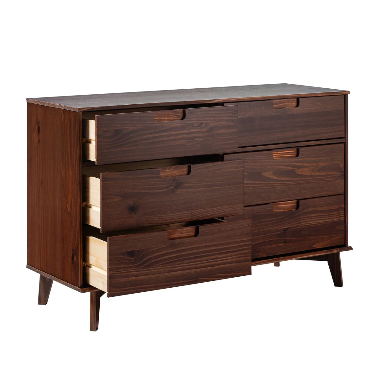 Nouveauté 2026 – Commode Walker Edison Sonoma 6 tiroirs en bois massif couleur caramel