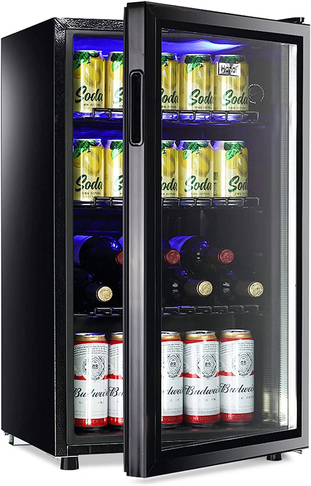 Nouveauté 2026 – Réfrigérateur à boissons compact WANAI , capacité de 100 canettes, porte vitrée, acier inoxydable noir