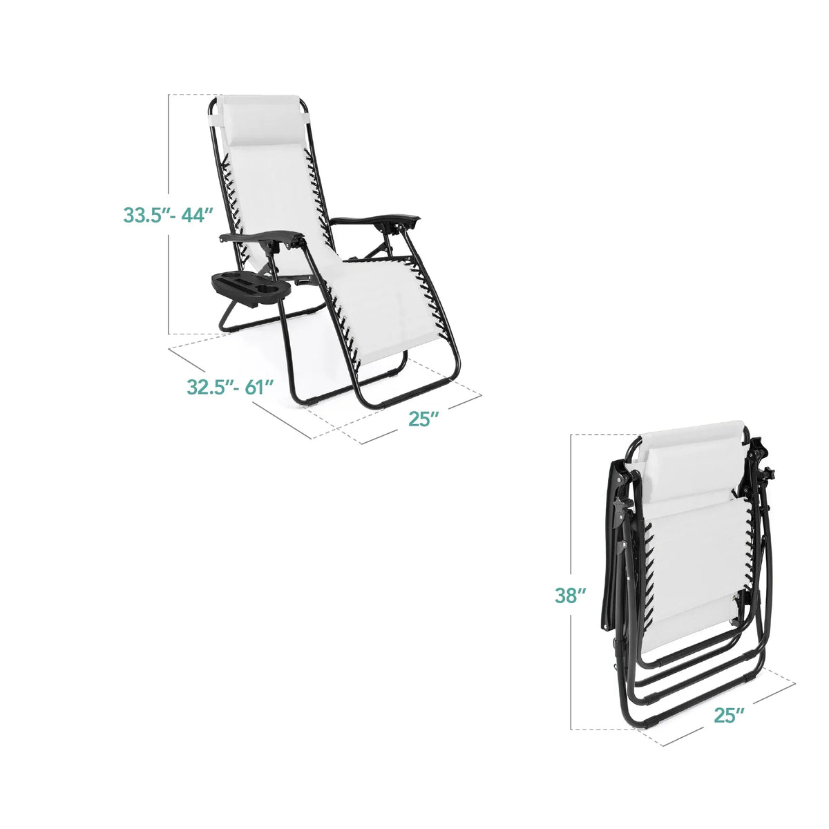 Nouveauté 2026 – Ensemble de 2 fauteuils inclinables zéro gravité Best Choice Products pour terrasse et piscine avec porte-gobelet - Gris