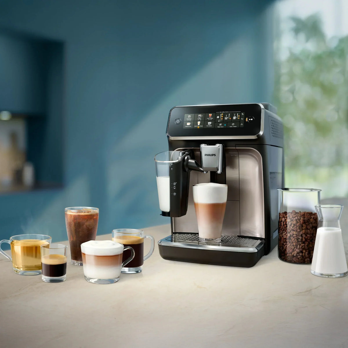 Nouveauté 2026 – Machine à expresso entièrement automatique Philips 3300 avec mousseur à lait LatteGo, noir et chrome