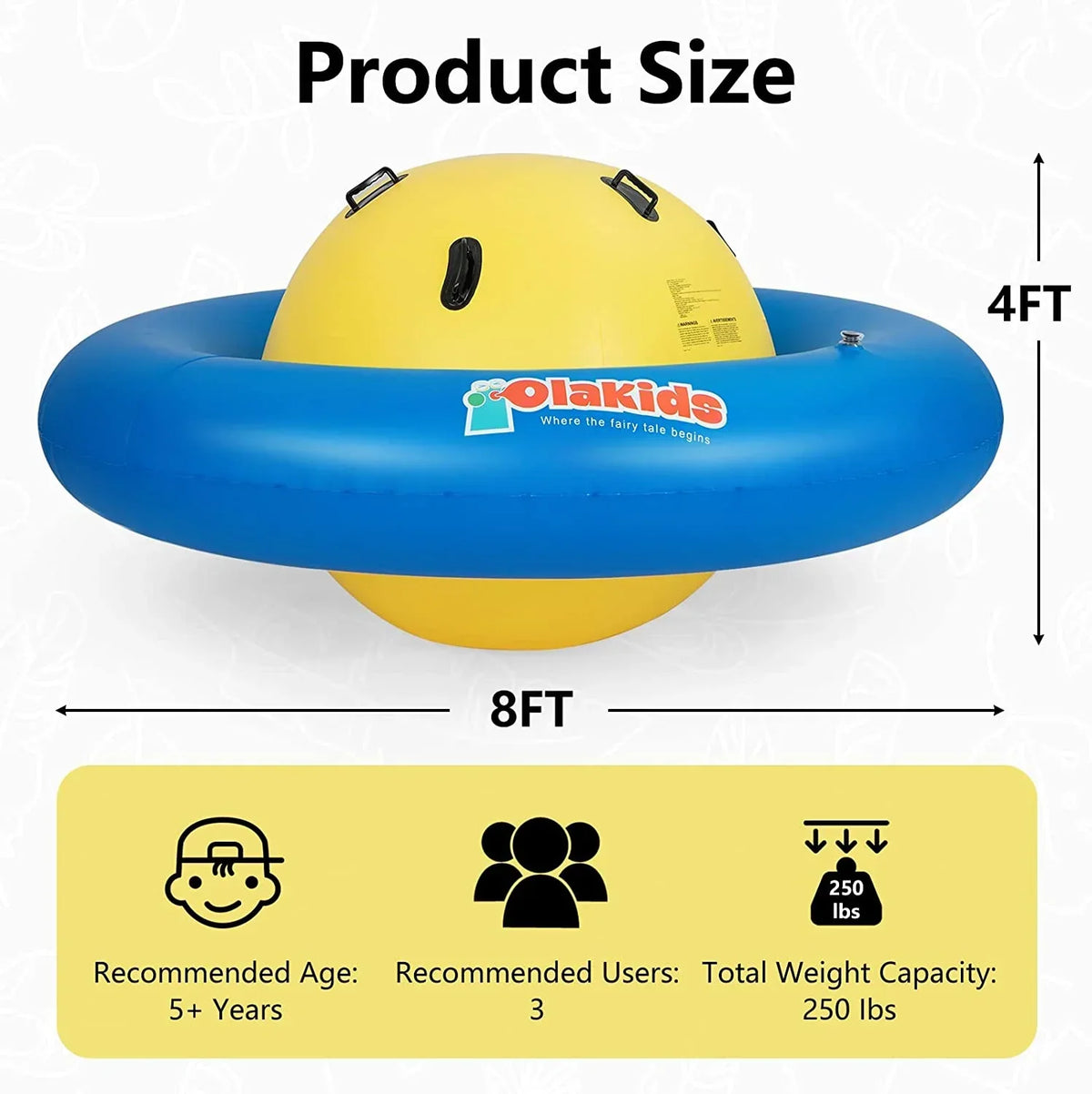 Nouveauté 2026 – Dôme gonflable à bascule OLAKIDS , 2,4 m (8 pi), balançoire géante d'extérieur pour enfants avec 6 poignées de sécurité, poids maximal 113 kg (250 lb), jouet d'escalade pour tout-petits, équipement de jeu pour jardin