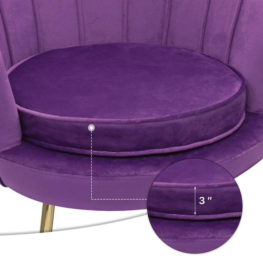 Nouveauté 2026 – Ensemble de 2 fauteuils d'appoint MoNiBloom , capitonnés en velours, avec coussin et repose-pieds. Fauteuil moderne rembourré, assise capitonnée et pieds en métal doré, idéal pour le salon. Couleur : noir