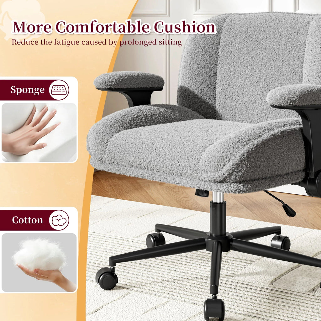 Nouveauté 2026 – Chaise de bureau Romorgniz Criss Cross avec accoudoirs réglables, soutien lombaire, dossier inclinable, coussin épais et roulettes. Idéale pour le bureau, les jeux vidéo, la lecture ou la coiffeuse. Couleur : blanc cassé