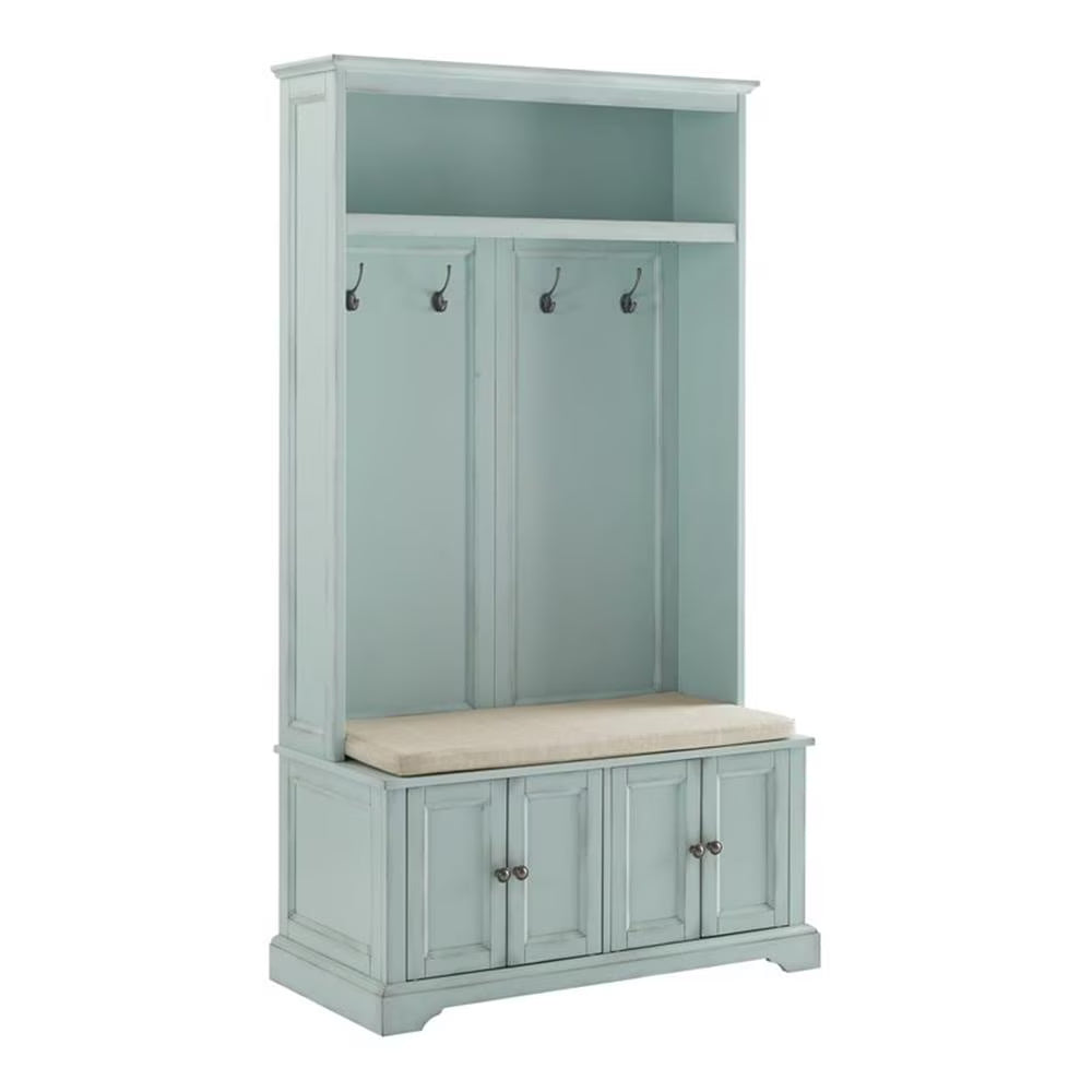 Nouveauté 2026 – Porte-manteau traditionnel en bois Bowery Hill , coloris bleu écume de mer/avoine