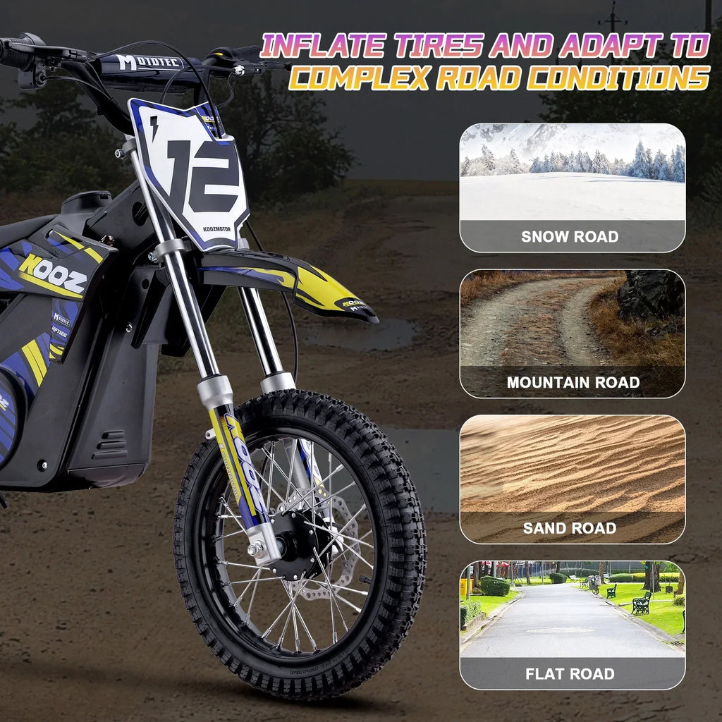 Nouveauté 2026 – Moto tout-terrain électrique MotoTec 36 V 1000 W (HP112E) bleue
