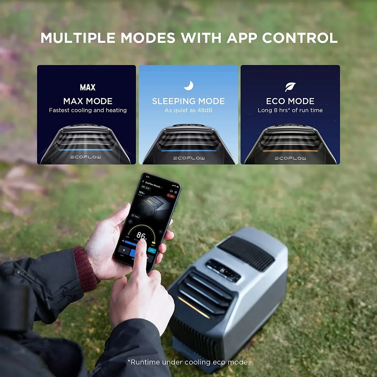 Nouveauté 2026 – Climatiseur portable EF EcoFlow WAVE 3 , puissance de refroidissement 1800 W/6100 BTU et puissance de chauffage 2000 W/6800 BTU, charge rapide 1000 W en 75 minutes, autonomie sans fil de 8 heures, contrôle via application, idéal pour