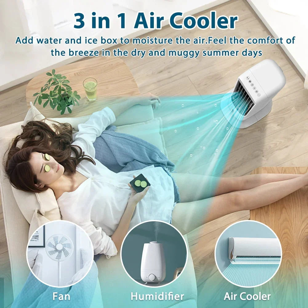 Nouveauté 2026 – Refroidisseur d'air évaporatif 3 en 1 LifePlus portable, ventilateur tour oscillant, 41,5 pouces, blanc