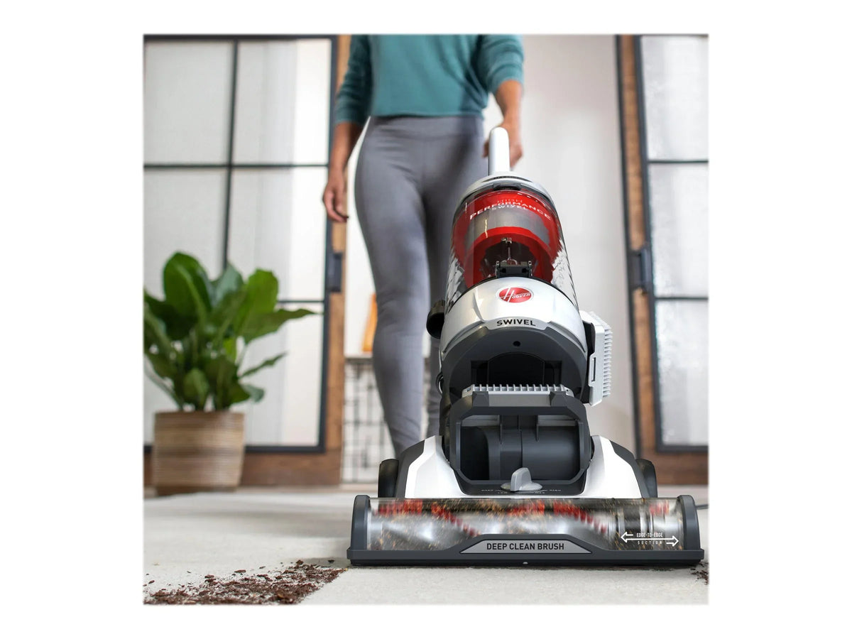 Nouveauté 2026 – Aspirateur vertical sans sac Hoover , haute performance, compatible avec les animaux domestiques, design pivotant, avec brosse à poussière, tube d'extension, filtre HEPA, suceur plat et outil pour tissus d'ameublement, 110 V, rouge/g