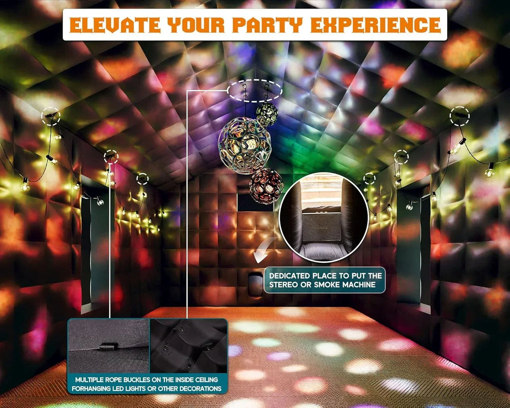 Nouveauté 2026 – Tente gonflable Jocisland , 6 x 4,9 x 4,3 m, grande tente noire pour discothèque avec 2 portes latérales, espace logo, gazebo événementiel