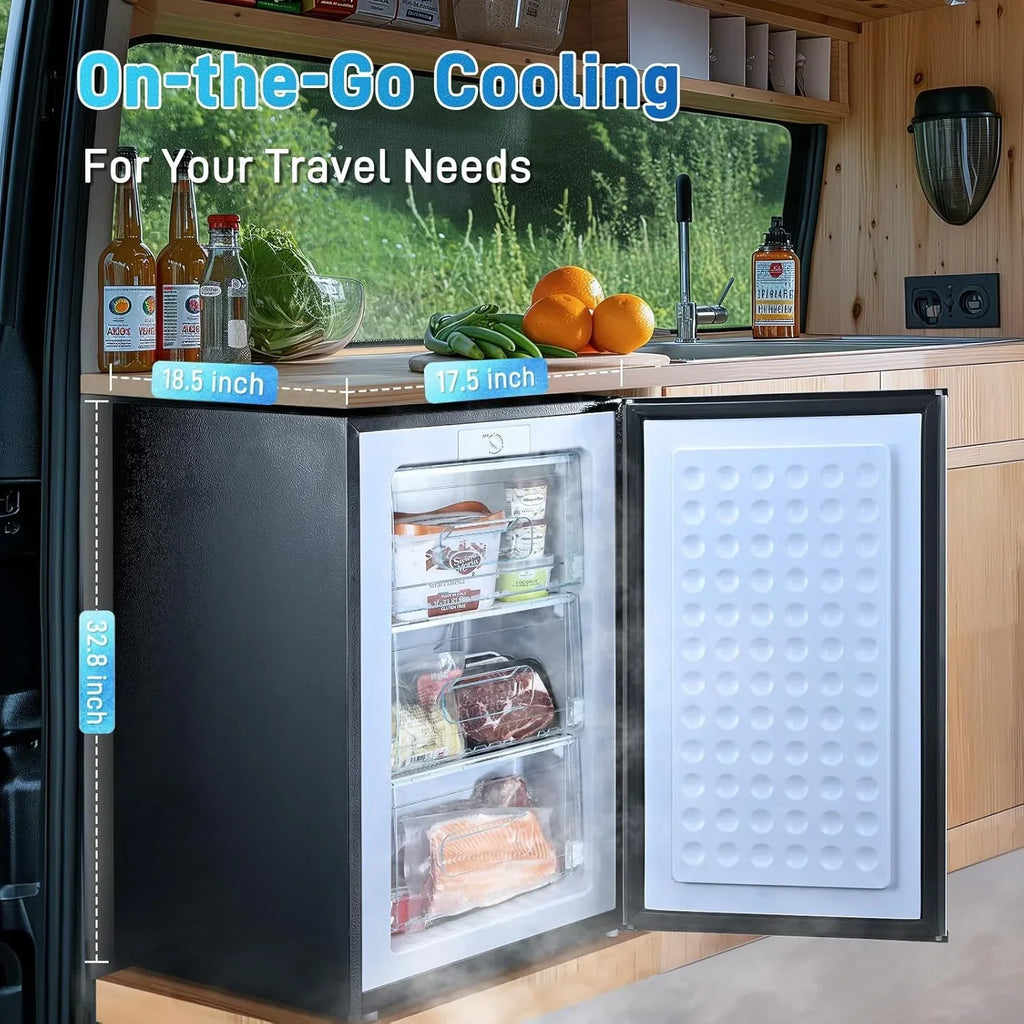 Nouveauté 2026 – Congélateur vertical Upright , congélateur vertical compact de 85 litres (3 pi³) avec thermostat réglable, mini-congélateur avec porte simple réversible en acier inoxydable, argent