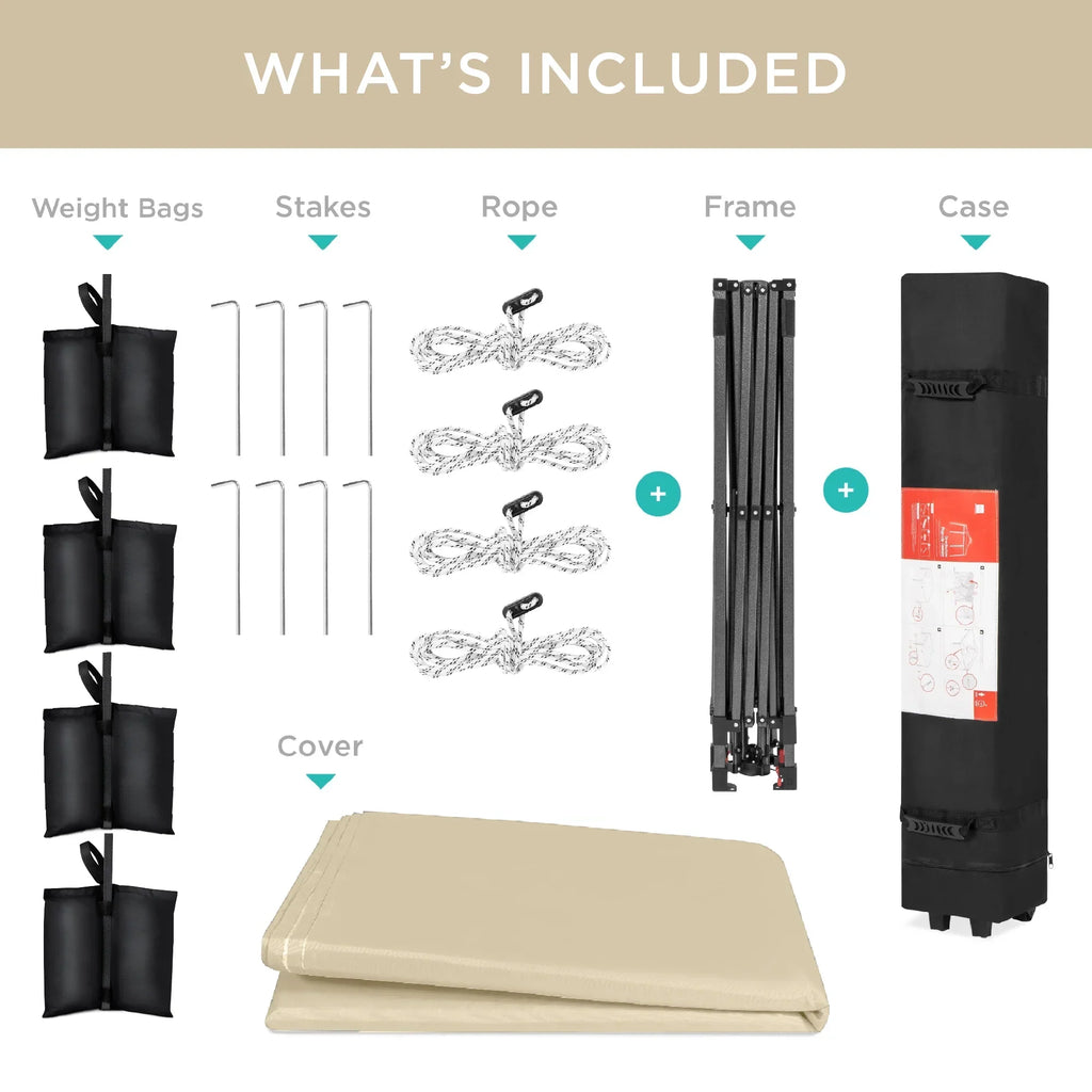 Nouveauté 2026 – Best Choice Products 3,66 m x 3,66 m - Abri pliant facile à monter avec installation en un clic, sac à roulettes et 4 sacs de lestage - Bleu marine