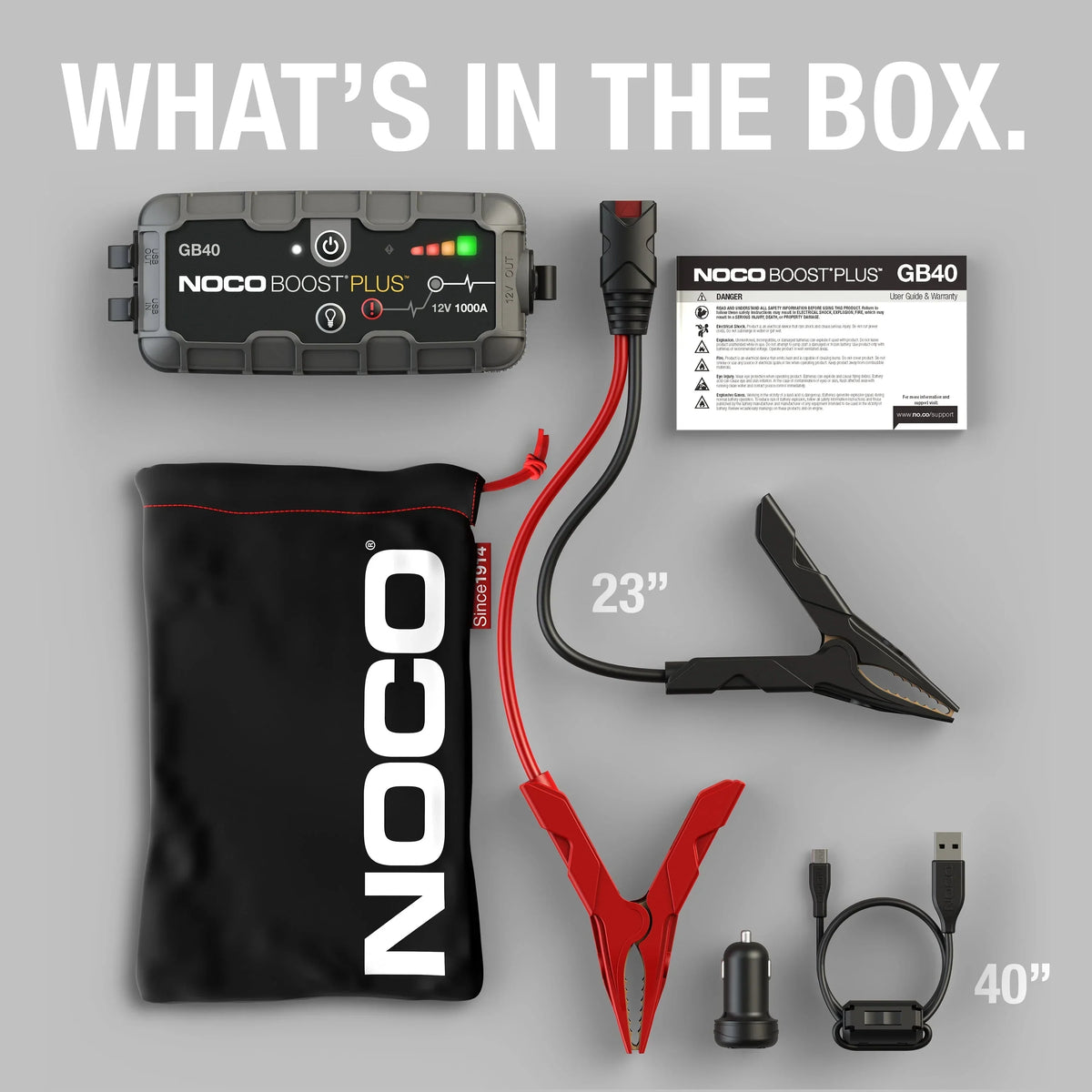Nouveauté 2026 – Démarreur de batterie portable au lithium NOCO Boost Plus GB40 1000A 12V UltraSafe
