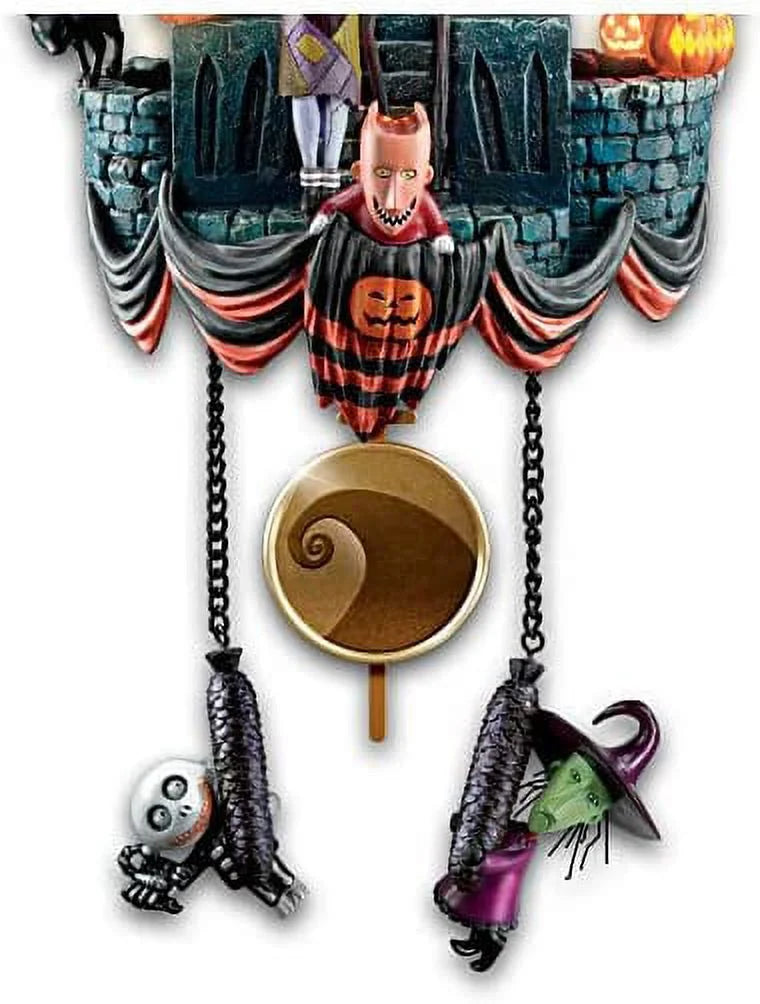 Nouveauté 2026 – The Bradford Exchange Horloge à coucou L'Étrange Noël de Monsieur Jack, 53 cm, musicale, lumineuse, édition limitée