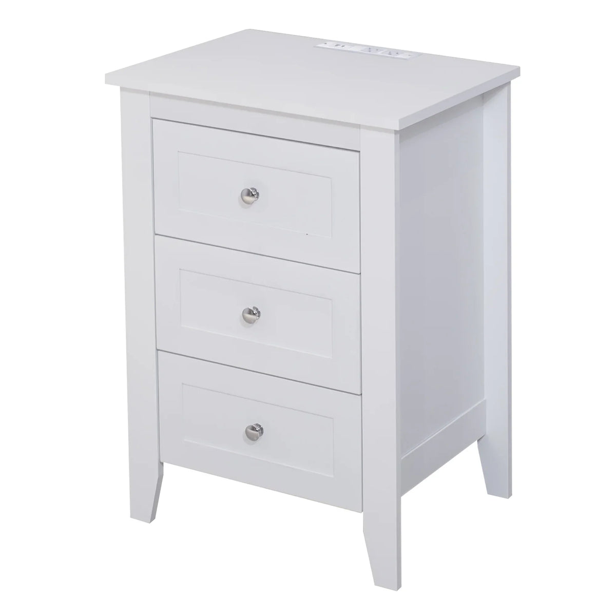 Nouveauté 2026 – Ensemble de 2 tables de chevet modernes blanches à 3 tiroirs Glavbiku , avec ports USB et prises électriques, pour chambres à coucher, adultes