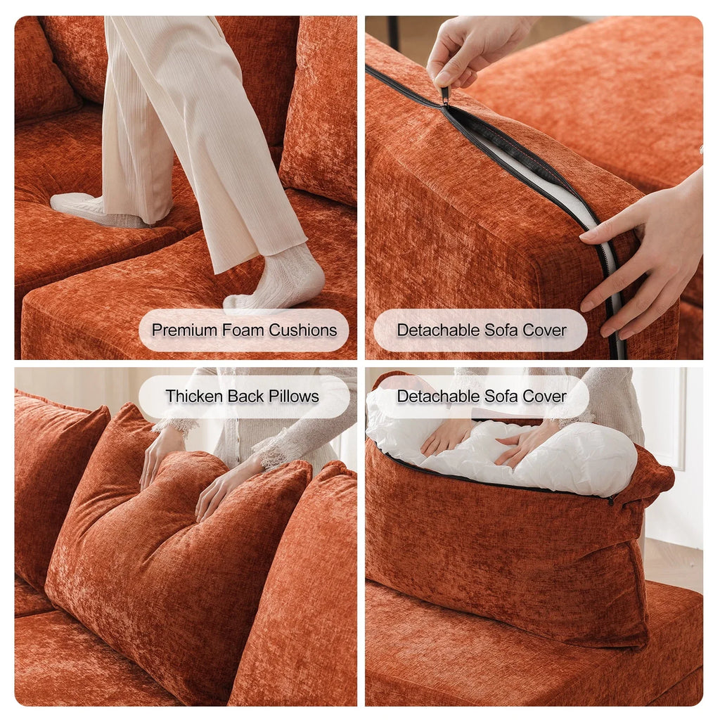 Nouveauté 2026 – Fauteuil d'appoint surdimensionné Rexulqo avec rangement intégré, confortable pour le salon, livré avec 2 coussins décoratifs, fauteuil rembourré style milieu du siècle, assise profonde de 62 cm, fauteuil de lecture pour chambre ou b