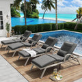 Nouveauté 2026 – MEISSALIVVE Ensemble de 4 chaises longues d'extérieur, chaises de piscine avec dossier réglable à 5 positions, chaise longue en rotin PE pour terrasse, porche et jardin (gris