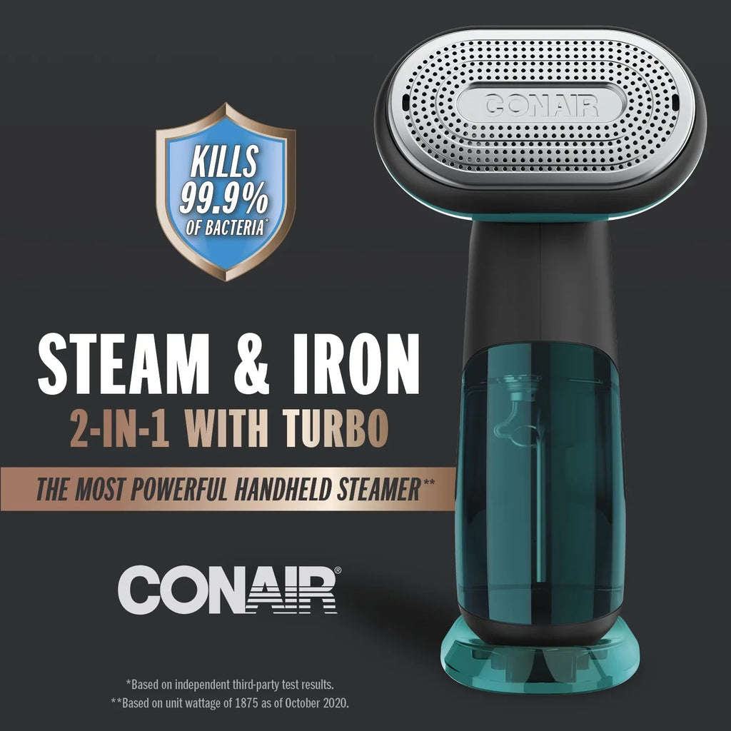 Nouveauté 2026 – Défroisseur vapeur portable Conair Turbo ExtremeSteam 1875 W, 2 en 1, taille unique, noir/vert GS107 (édition limitée