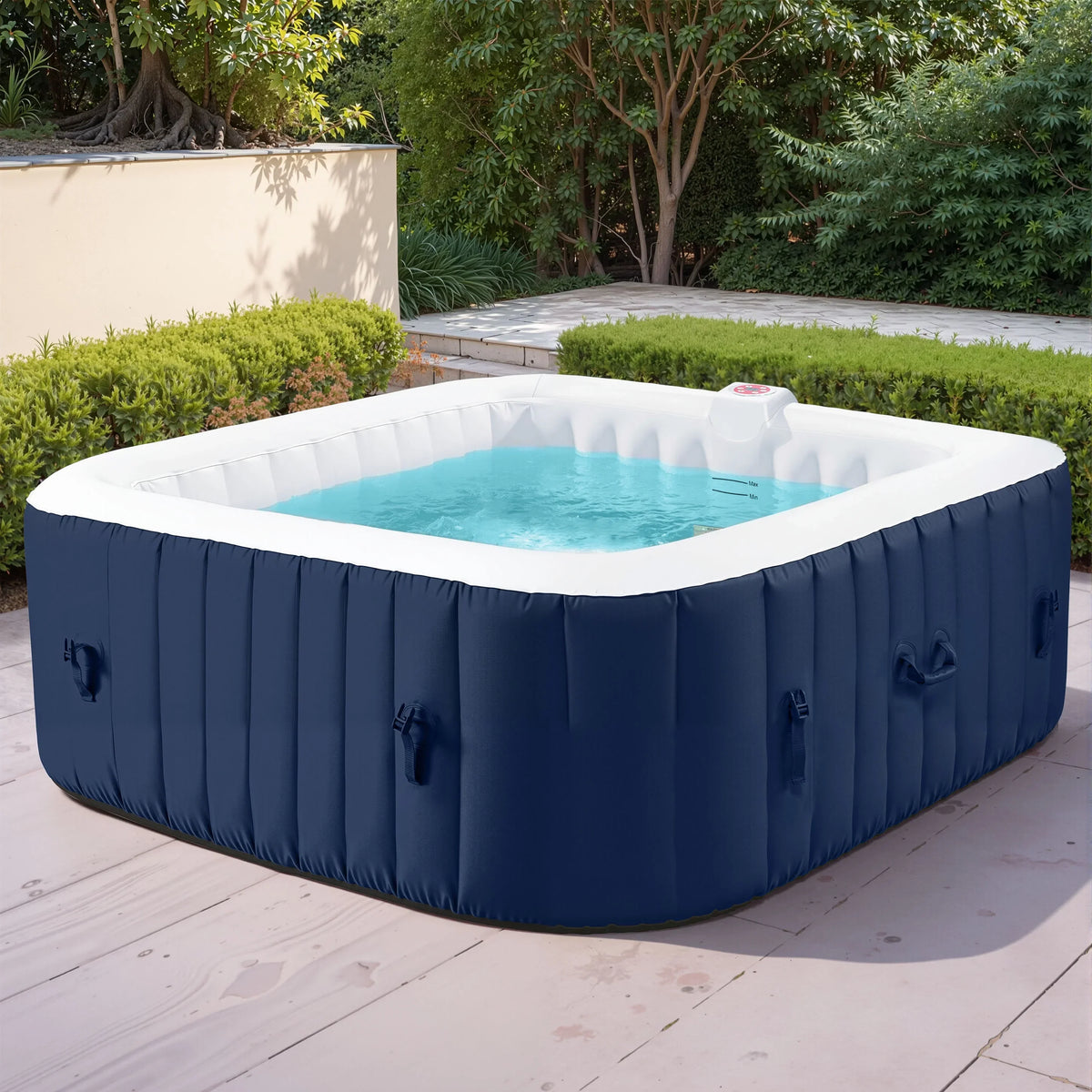 Nouveauté 2026 – Spa gonflable portable d'extérieur , 185 cm (73 pouces), 4 à 6 personnes, avec panneau de commande, 130 jets, couverture isolante et protection de fond, température jusqu'à 40 °C (104 °F), gris