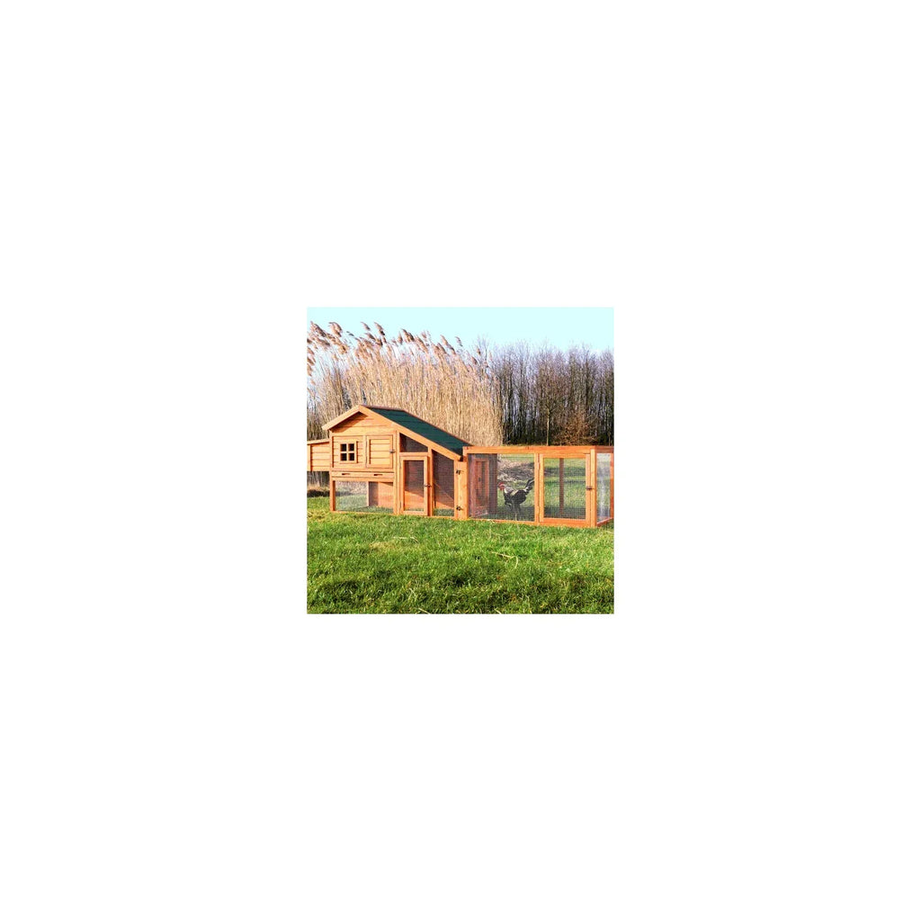 Nouveauté 2026 – Poulailler d'extérieur en bois TRIXIE , résistant aux intempéries, avec 2 pondoirs et enclos, marron