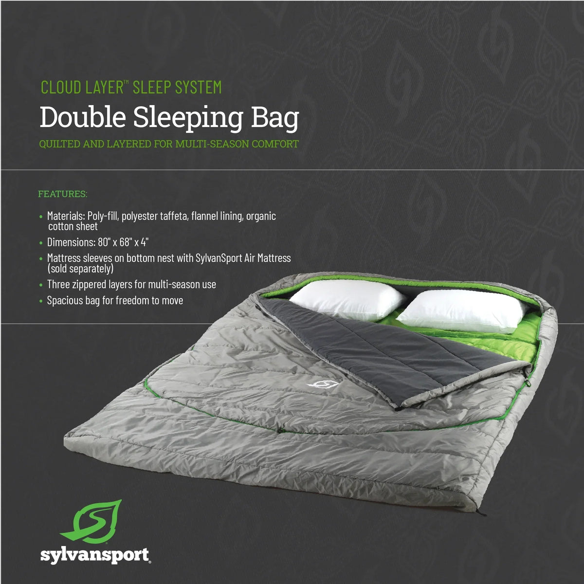 Nouveauté 2026 – Sac de couchage double SylvanSport Cloud Layer