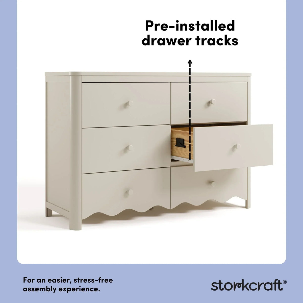 Nouveauté 2026 – Commode pour chambre d'enfant Storkcraft Casablanca 6 tiroirs, couleur sauge