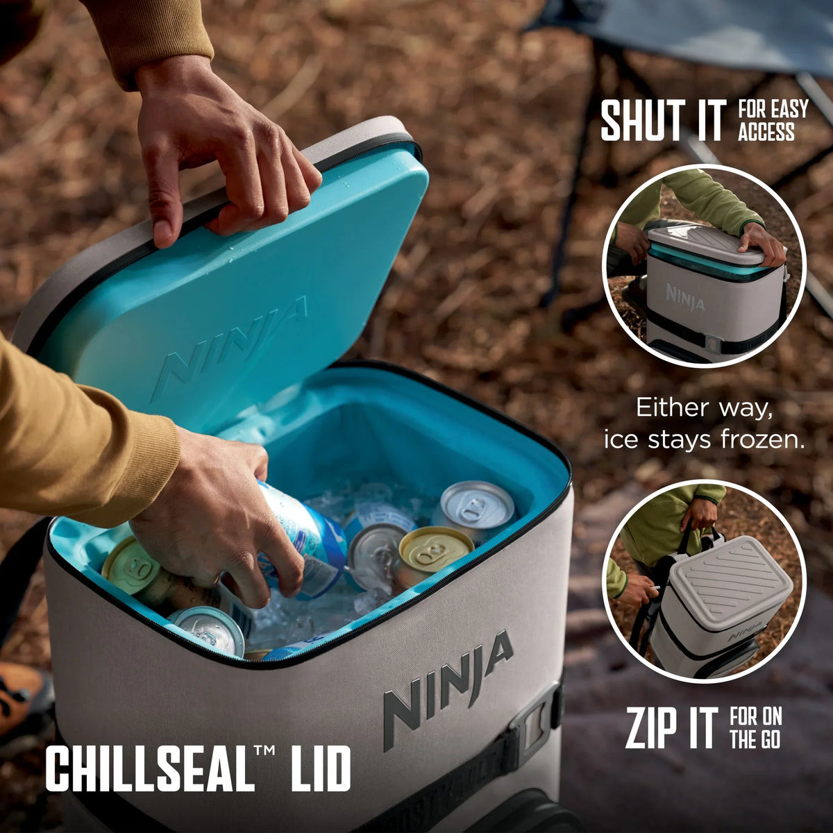 Nouveauté 2026 – Glacière souple Ninja Outdoor FrostVault Go 24 canettes avec zone froide et sèche, bleu bord de lac - FF124NV