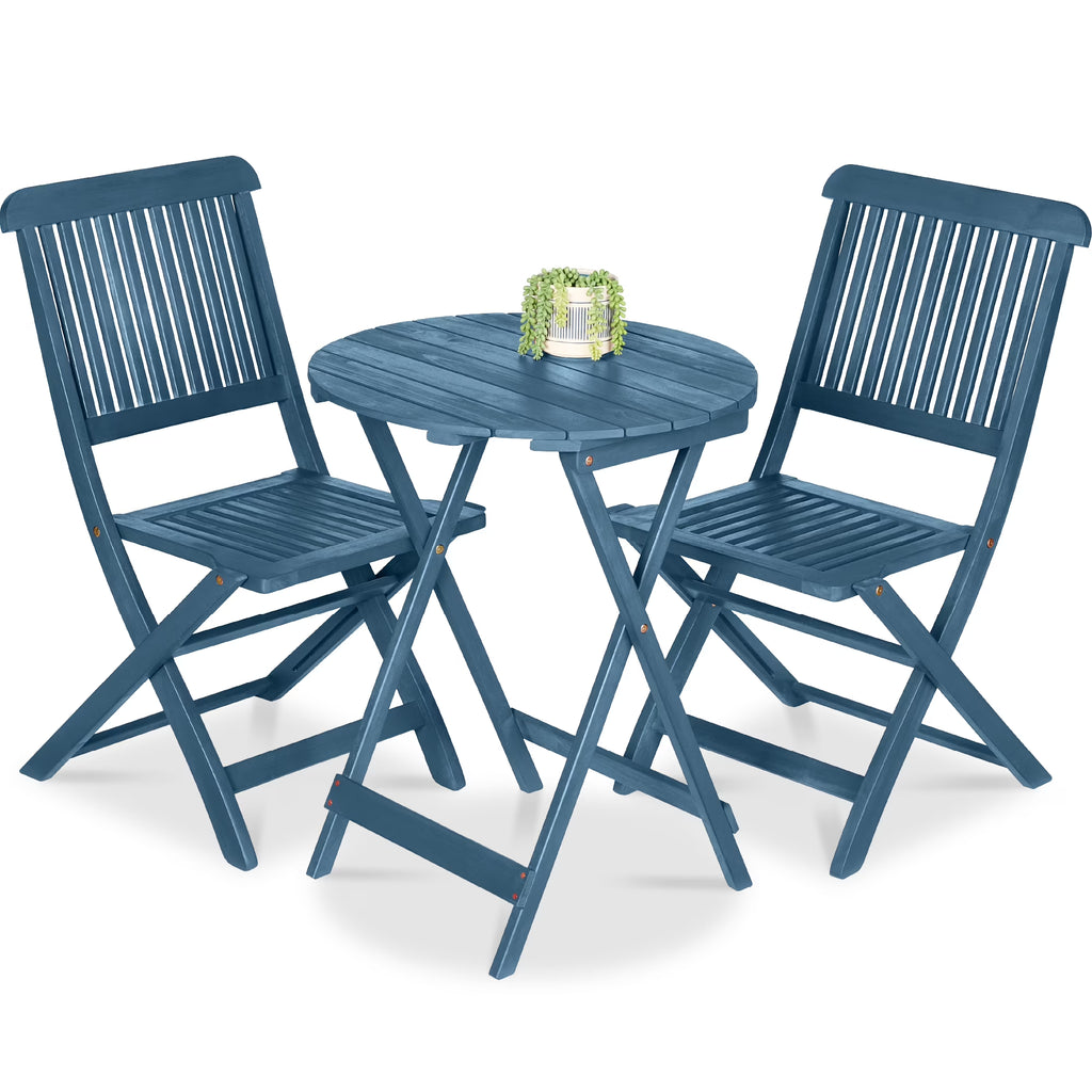Nouveauté 2026 – Ensemble bistro 3 pièces en bois d'acacia Best Choice Products , mobilier de patio pliant avec 2 chaises et une table - Naturel