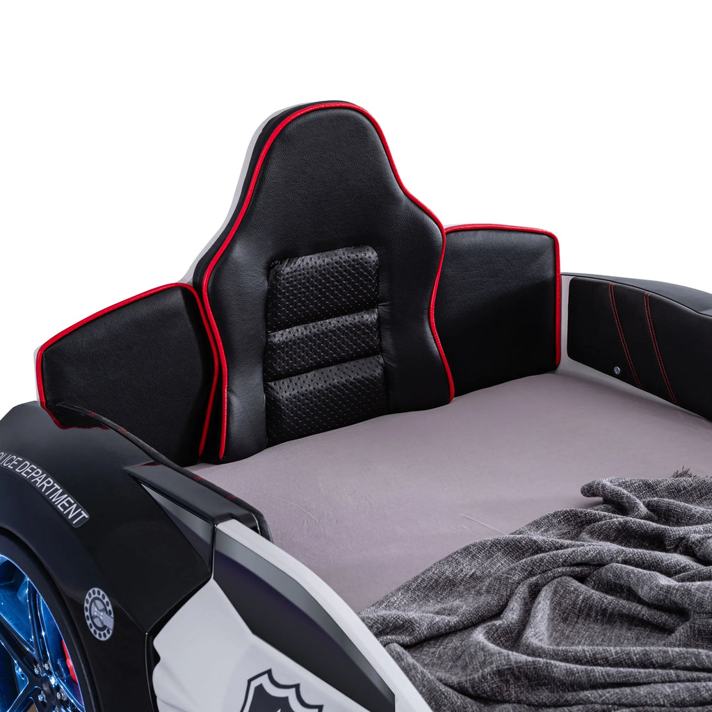 Nouveauté 2026 – Lit double en plastique pour enfants Dash Kids, motif voiture de course, avec LED et son, blanc, Furniture of America