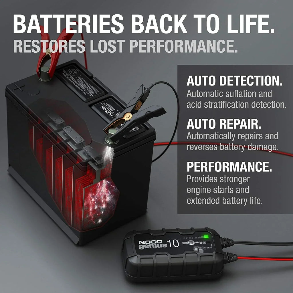 Nouveauté 2026 – NOCO GENIUS10 : Chargeur, mainteneur et désulfateur de batterie intelligent 10 A 6 V/12 V