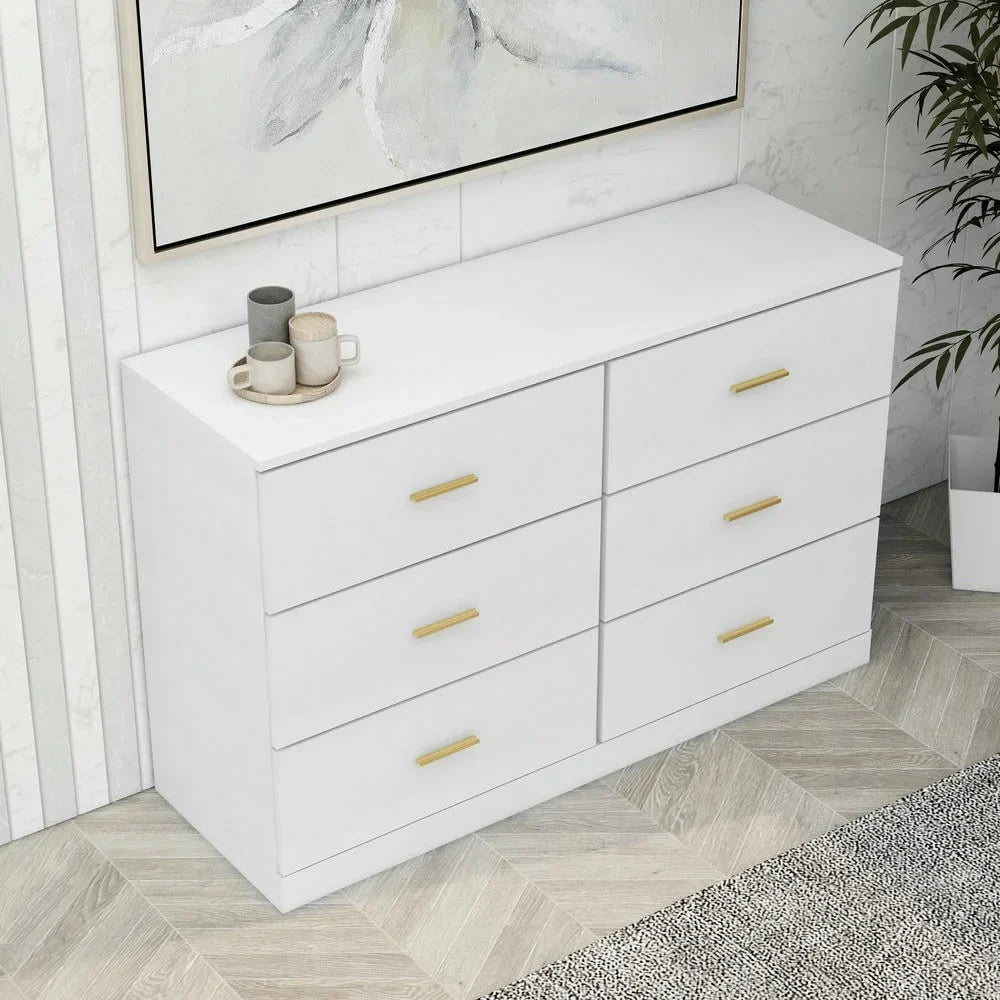 Nouveauté 2026 – Commode moderne Kadyn à 6 tiroirs, meuble en bois, commode pour chambre, meuble de rangement de cuisine avec tiroirs, commode (noire