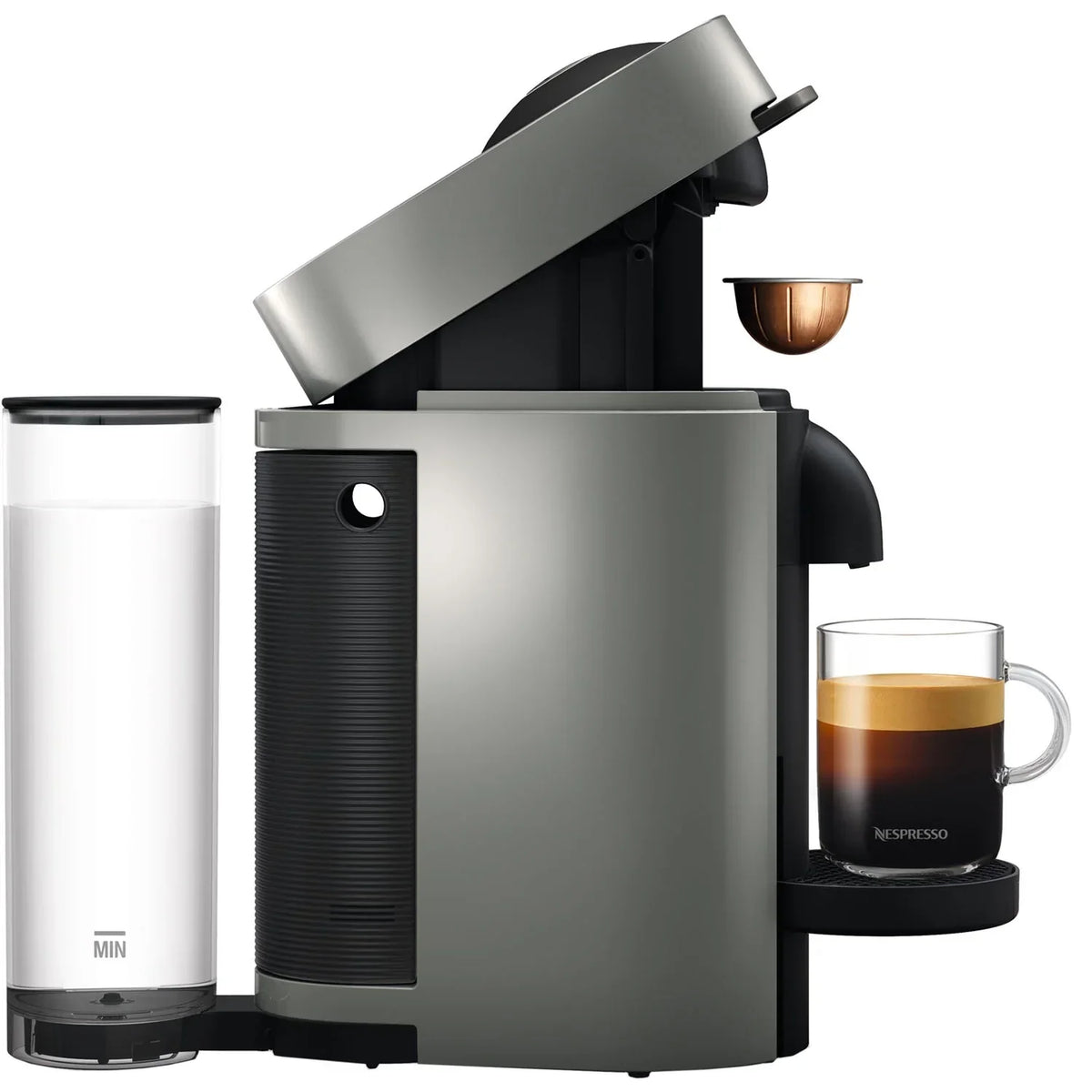 Nouveauté 2026 – Machine à café et expresso Nespresso Vertuo Plus de De'Longhi avec Aerocinno, grise, dosettes individuelles